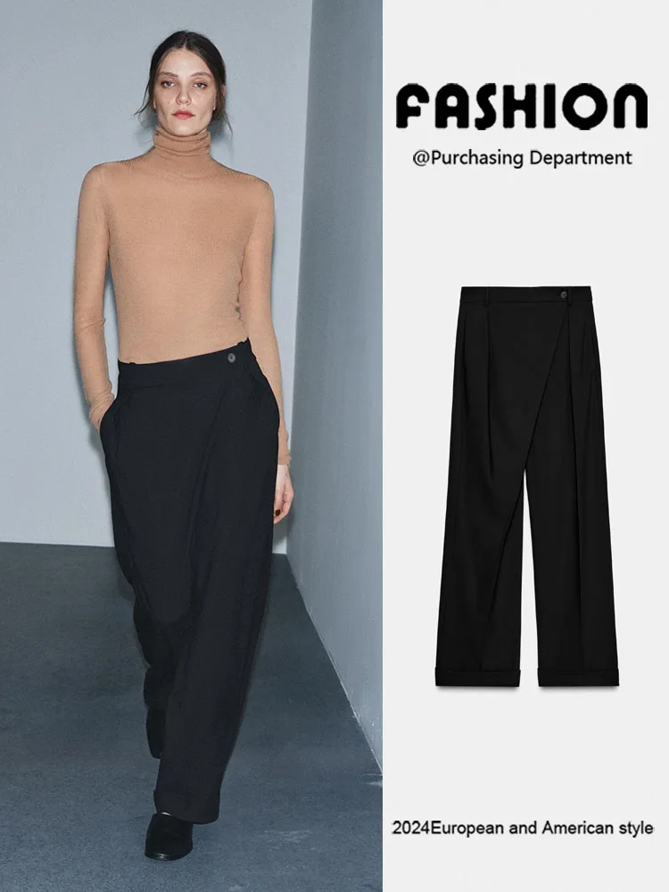

Faionable Asymmetrical Waist Pants Women's New Arrival Winter 2025 High Waist Long Pants Versatile Sli Trousers