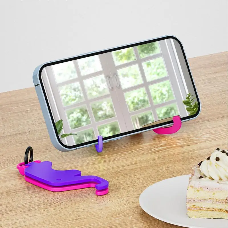 Elephant Shape Mobile Phone Stand with Keychain Portable Mobile Phone Holder Cartoon Creative Cell Phone Bracket Key Ring Gift