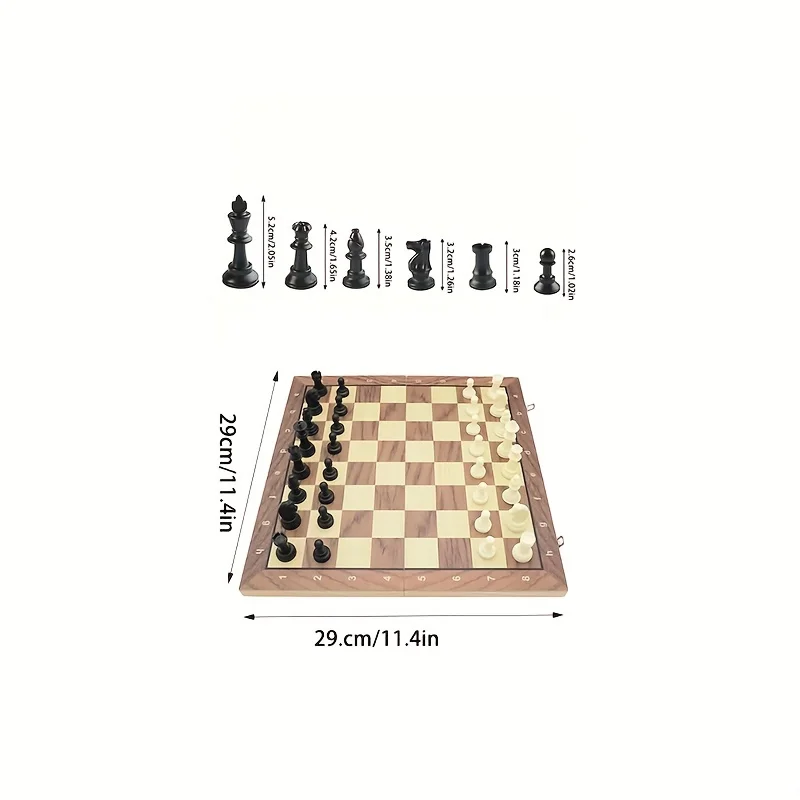 Schach Magnetisches faltbares Schachspiel aus massivem Holz Schachbrett Kinder Geschenk Familienstrategie Schachspiele – Detail 7