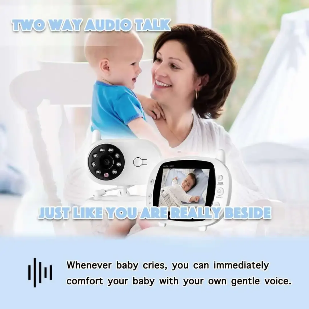 

Baby Monitor Built-in Baby Lullaby 3.5" HD LCD Screen Two-way Intercom Function Temperature Display Baby Caretaker Night Vision