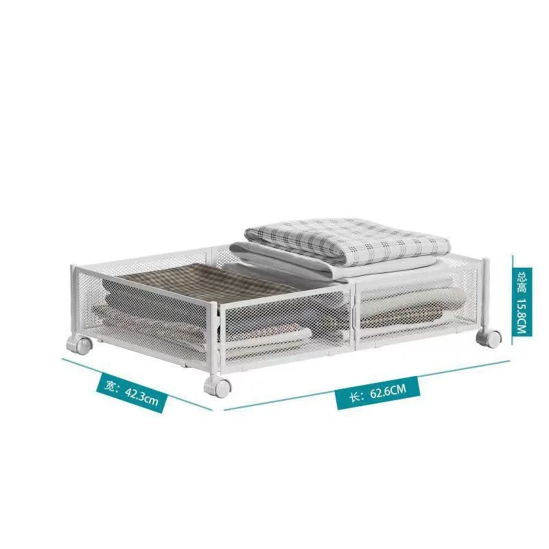 

Pull-out bed clothing storage rack folding installation-free space-saving storage wrought iron book rack