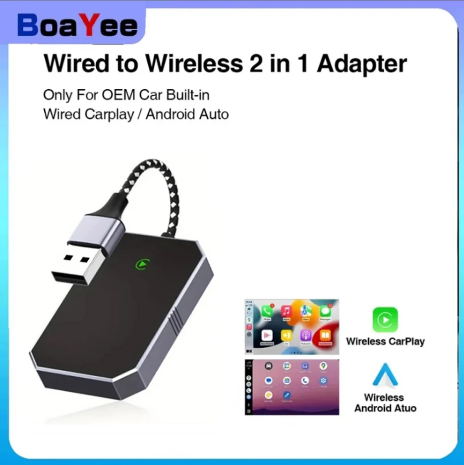 

2 in 1 Wireless Carplay Adapter USB For iPhone Android Auto Apple Wireless Carplay Adapter Wired To Wireless Mini Control Plug