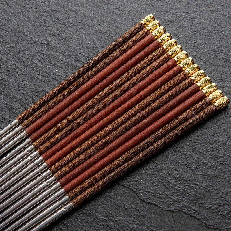 Wooden Chopsticks Set Stainless Steel Chopsticks Chinese Style Luxury Gift Box Tableware Chinese Kitchenware Business Gifts