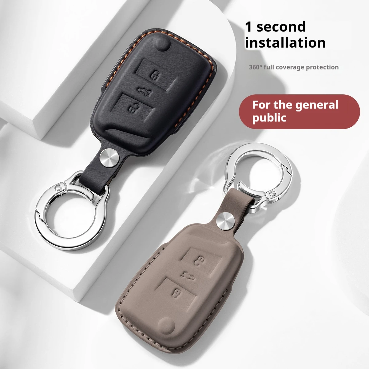 Genuine Leather Car Key Case Cover For VW Lavida Sagitar Tiguan L Bora Tharu T-Roc Tayron Golf Lamando Auto Key Shell Keychain