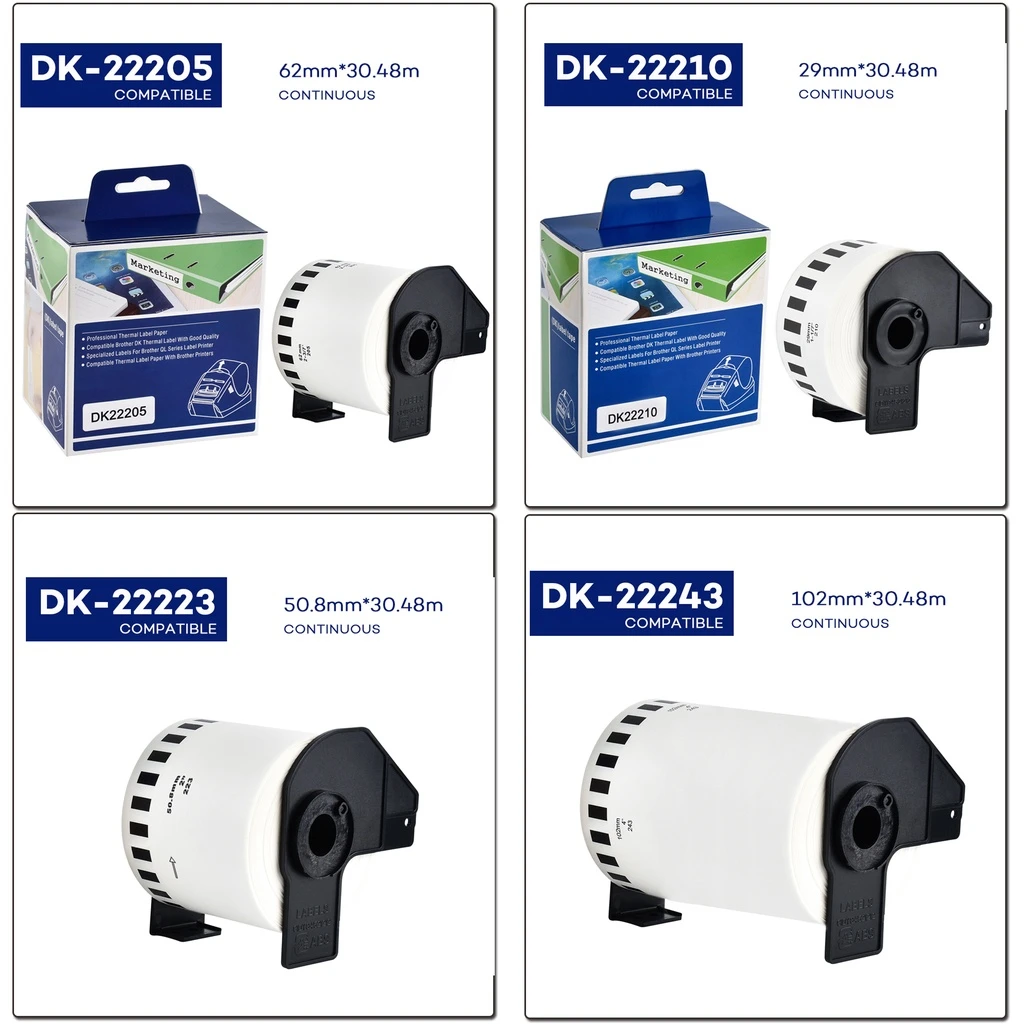 1Rolls DK Thermal Paper Compatible for Brother Label Printer DK-22205 DK-11204 Die-Cut Standard Address Labels for QL570