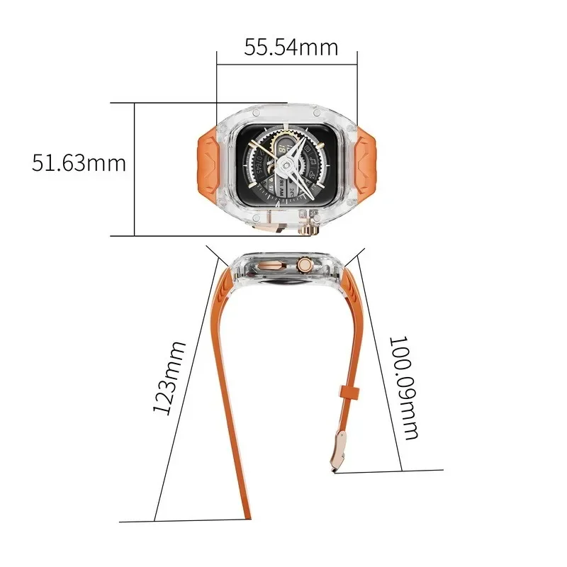 Silicone Strap+Translucent Case For Apple Watch 11 10 9 8 7 46/42/41/45mm All-inclusive protective shell iWatch Ultra3 2 6 5 SE3