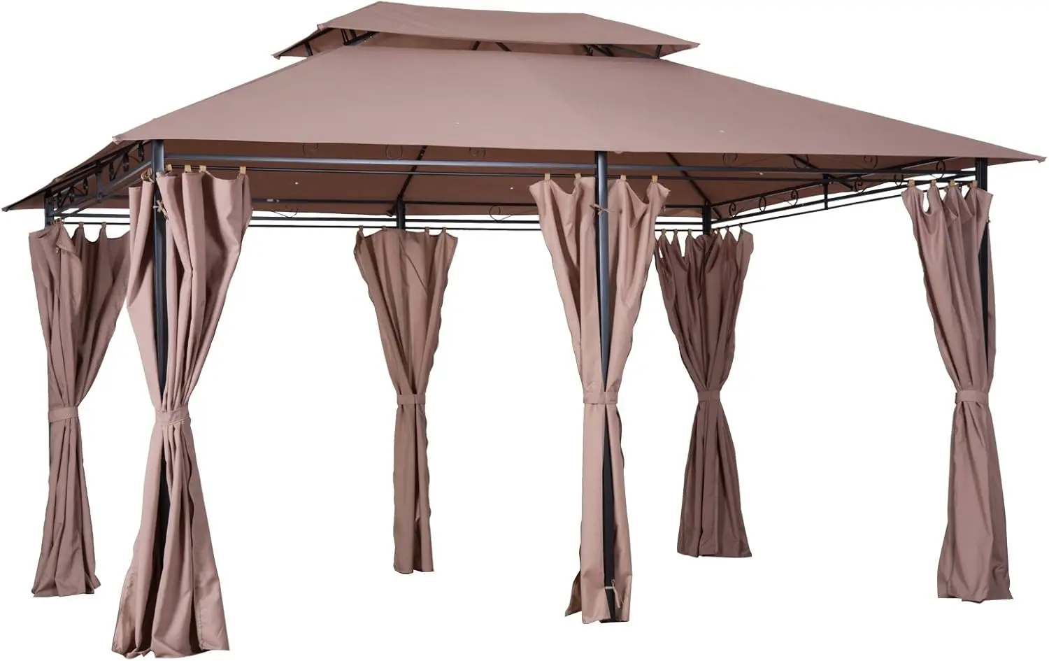 

10' x 13' Patio Gazebo, Outdoor Gazebo Canopy Shelter with Curtains, Vented Roof, Steel Frame for Garden, Khaki