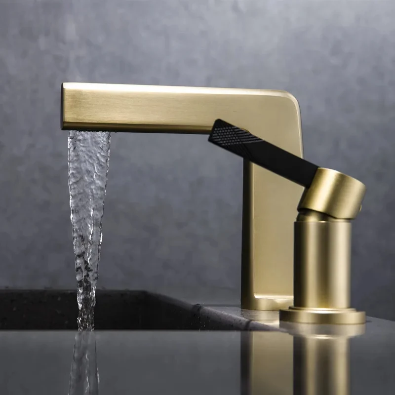 

brush Gold black brass basin faucet bathroom hot and cold single handle faucet basin sink crane bathroom black tap