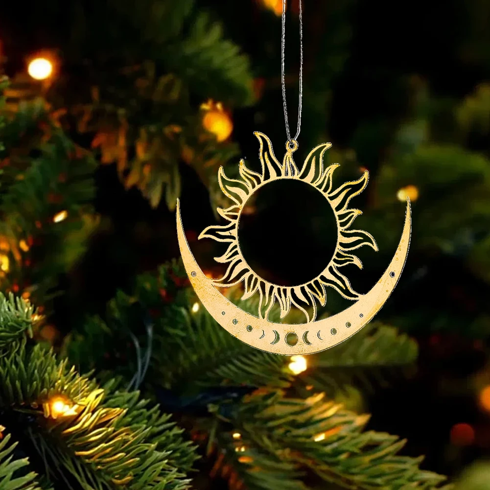 7cm Copper Sun and Moon Wind Chime Pendant Accessories DIY Handicrafts Sunlight Collector Dreamcatcher Decoration Garden Balcony