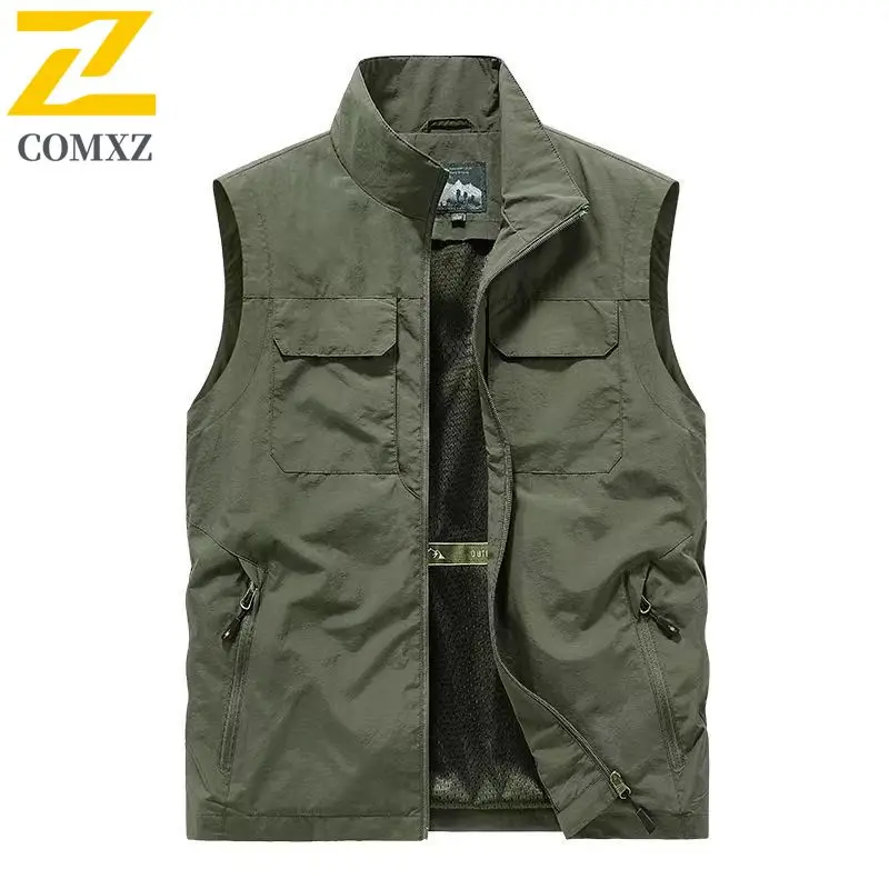 2025 New Retro Men's Vest Windproof Solid Sleeveless Jacket Waistcoat Motorcycle Ourdoor Breathable Biker Vests for Men Clothing