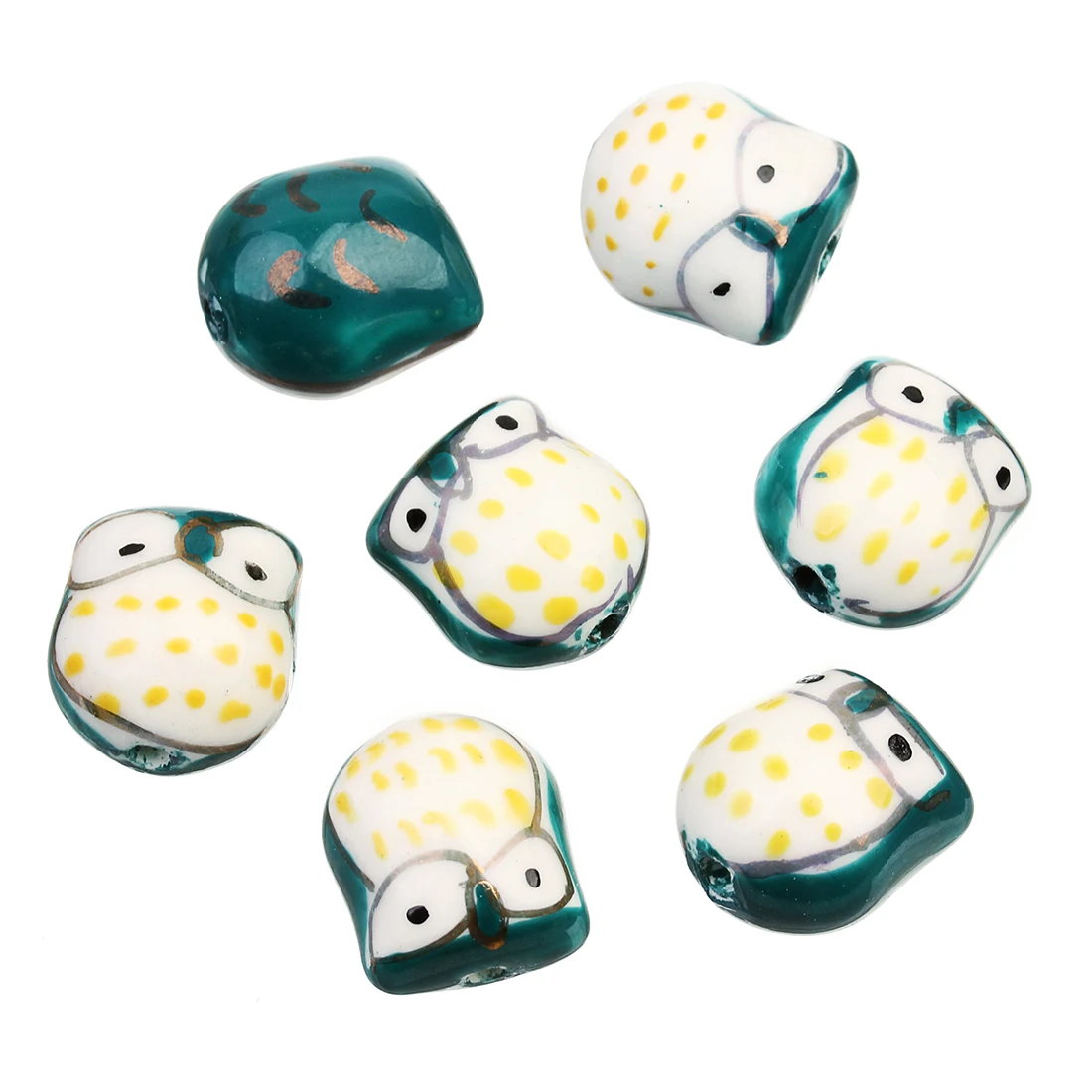 5Pcs Owl Ceramic Beads Colorful Cute Animal Loose Beads for Jewelry Making DIY Bracelet Necklace Keychain Charms Accessories