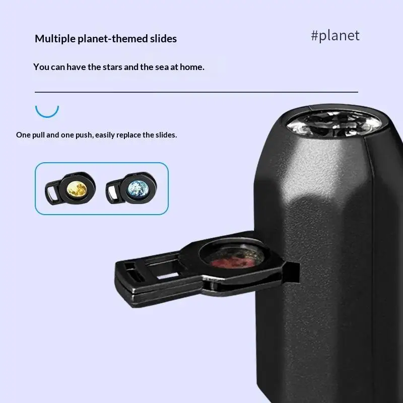 (Ce14)USB Starry Sky Projector Lamp 360° Rotatable Hose Planet Galaxy Projection Light With 3/6/10Pc Film Slides Bedroom