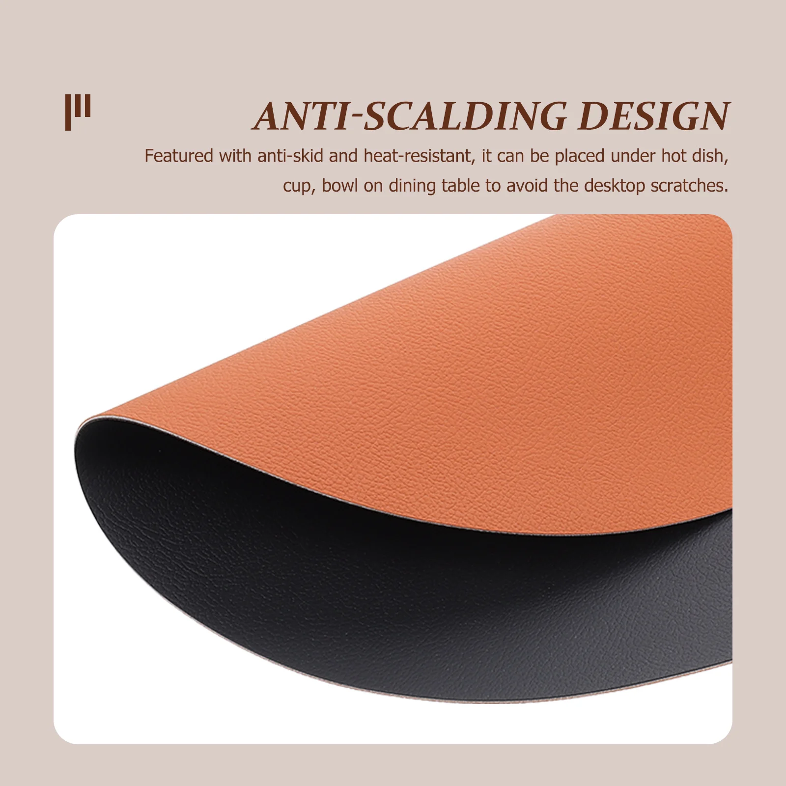 

Household PU Insulation Placemat Round Shape Heat Resistant Table Mat Anti-Scald Dining Table Coaster Waterproof Easy