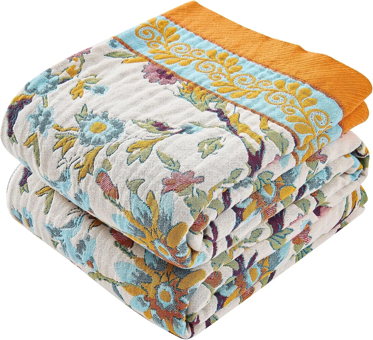 VANJOROY Boho Throw Blanket, 100% Organic Cotton Breathable Ultra Soft 91