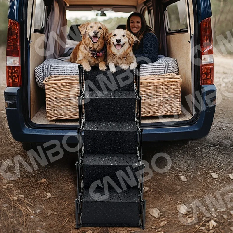 

Foldable Metal Dog Car Ramp SUV Steps Portable Pet Stairs Non Slip Heavy Duty Large Dogs Easy Storage Pet Stairs Ramp Dog