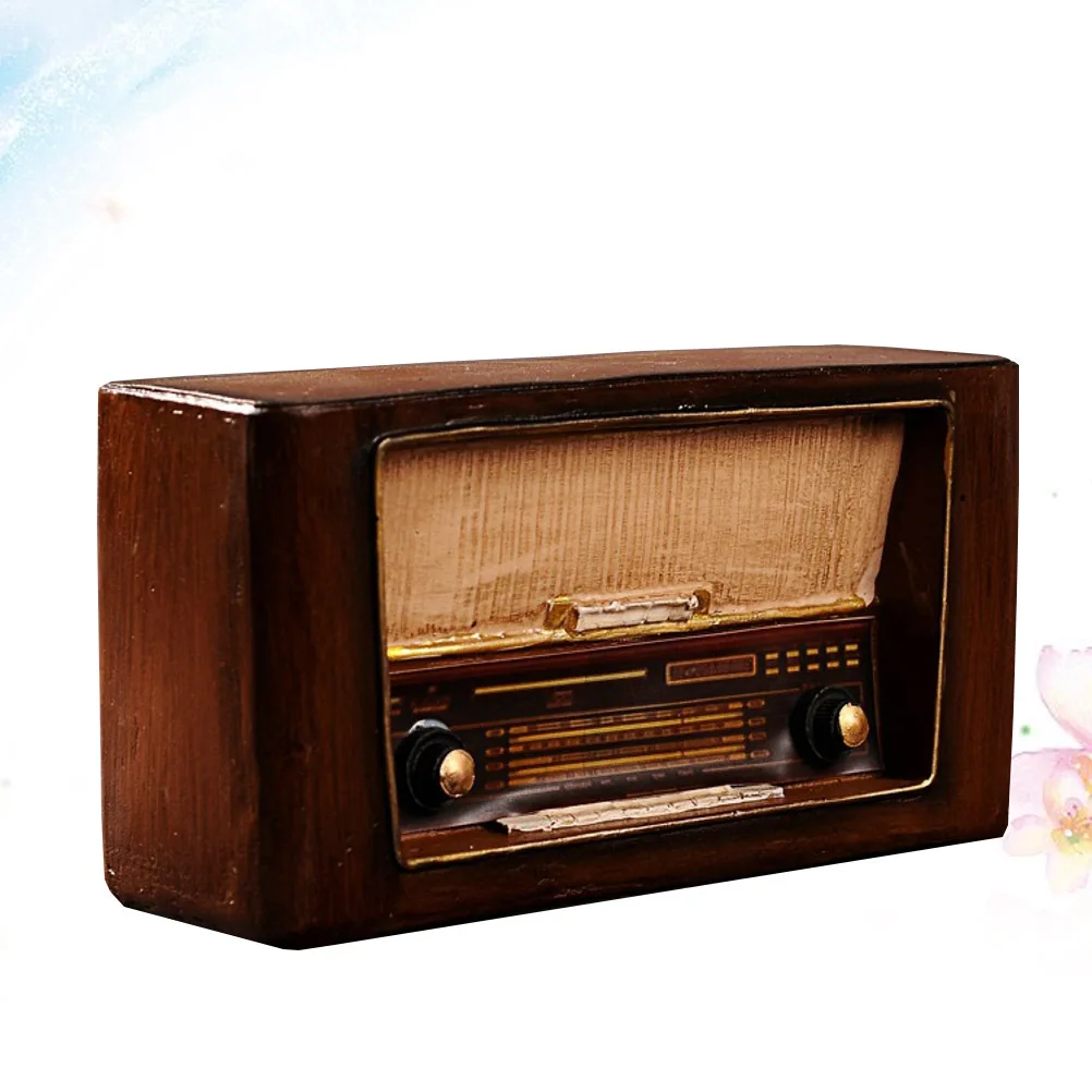 

Old Style Vintage Radio Resin Desktop Display Unique Artistic Ornament Home Office Table Decor Retro Showcase Decoration Gift