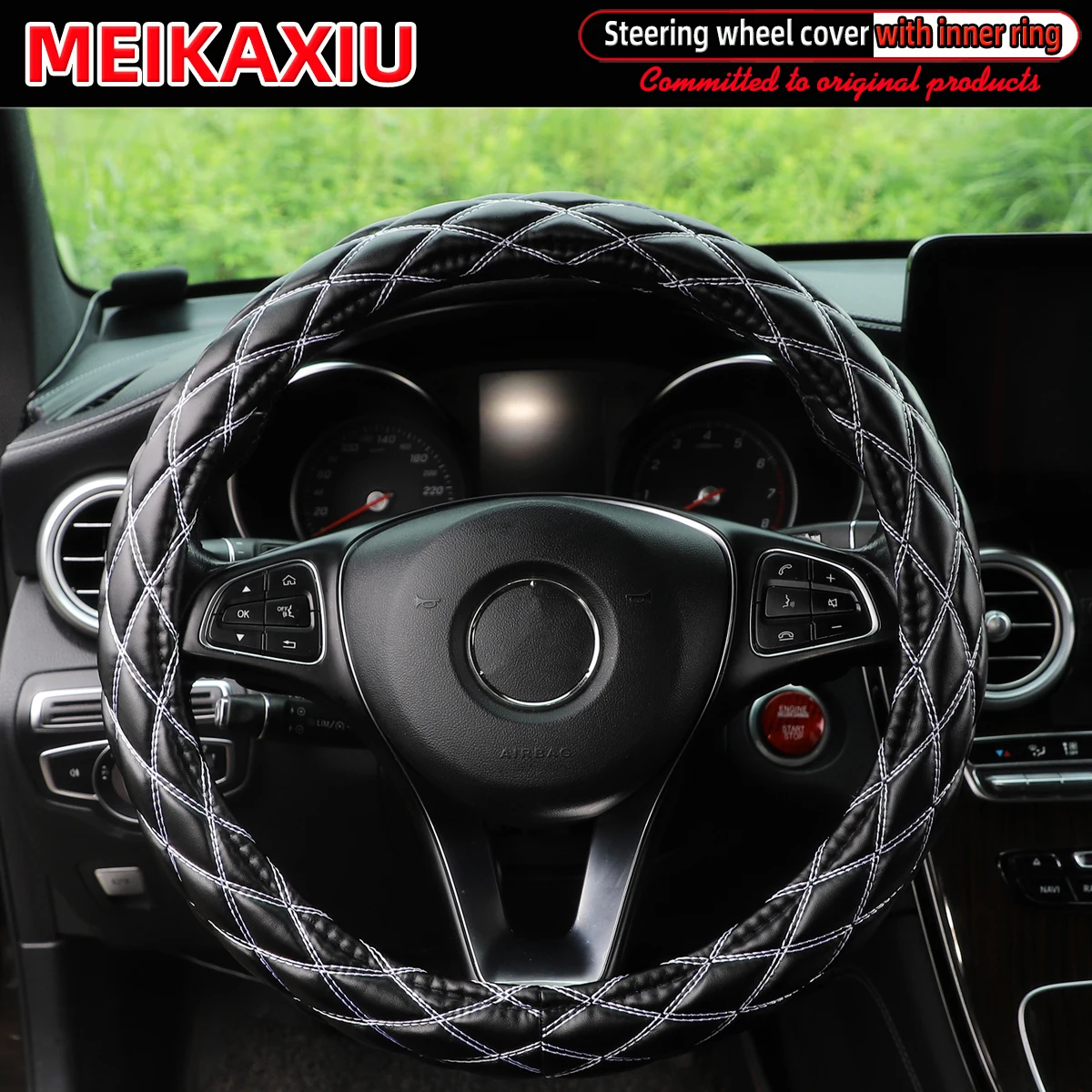 Das neue mit PU-Schaffell bestickte Doppelgarn-Auto verfügt über eine Innenring-Lenkradabdeckung, geeignet für 36 cm, 37 cm und 38 cm – Detail 9