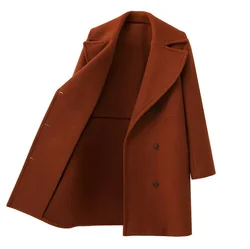 Nuovo cappotto sottile in misto lana da donna manica lunga colletto rovesciato giacca capispalla casual autunno inverno elegante soprabito