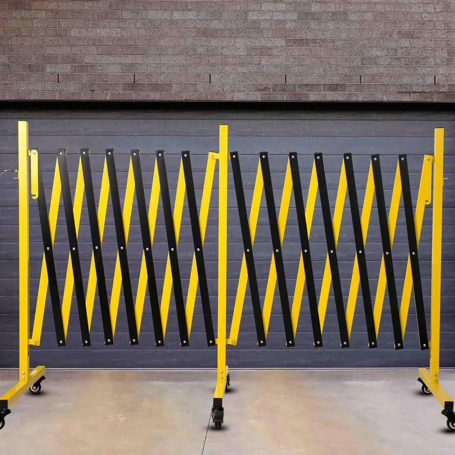 23FT Metal Expandable Barricade with Casters - Portable Retractable Security Gate for Traffic Control & for construction Areas