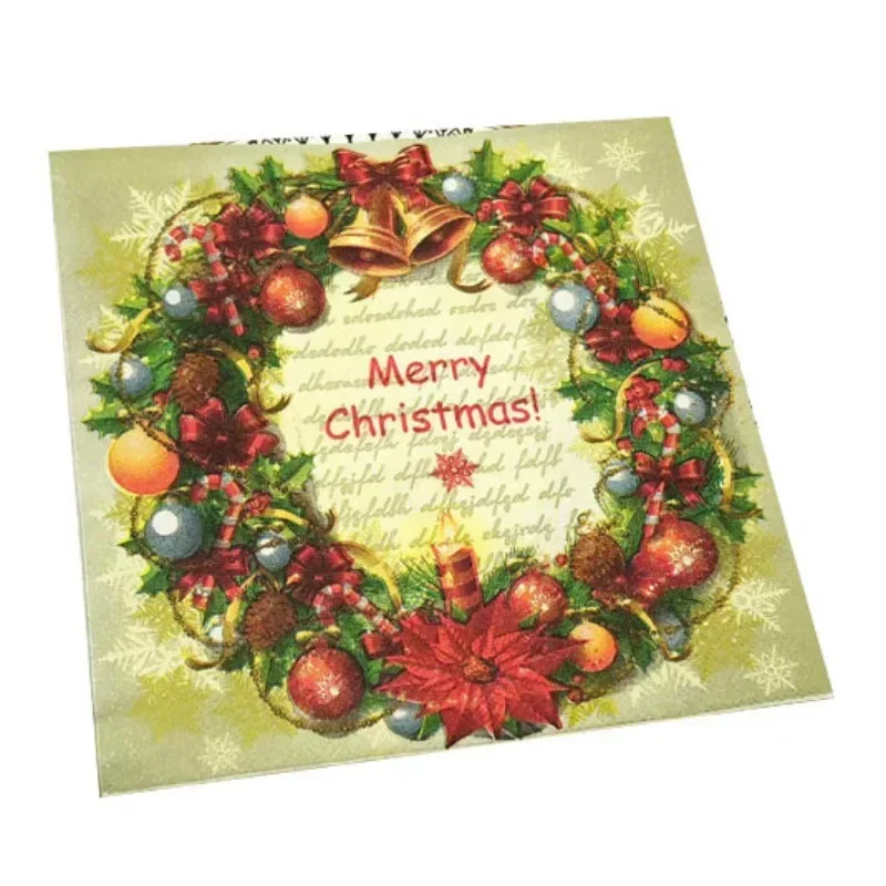 المناديل المطبوعة الملونة بالجملة أجراس نمط عيد الميلاد فندق مقهى عيد الميلاد الاحتفال حفلة الأنسجة الملابس للتخصيص 33*33