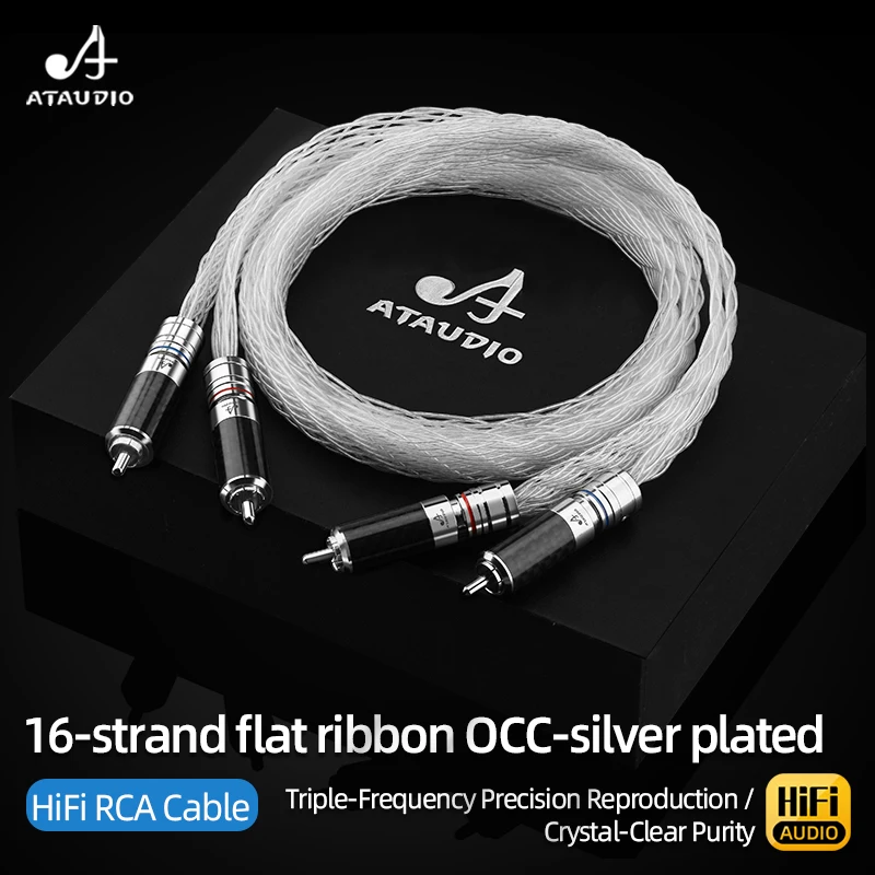 HiFi 2RCA Signal Audio Cable OCC Silver-Plated Male to Male Amplifier CD Player Audio Connection Cable
