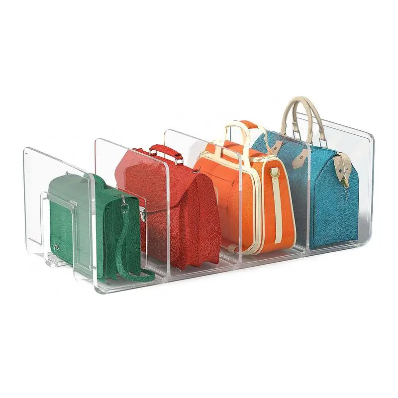 Purse Storage Organizer for Closet 4 Slots Clear Closet Shelf Divider Clutch Dividers Bag Storage Shelf Bag Organizer