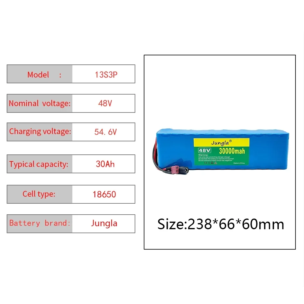 Imagem -02 - Bateria Elétrica do Trotinette com Bms e Carregador 100 Original 48v 30ah 1000w 13s3p 30000mah 54.6v