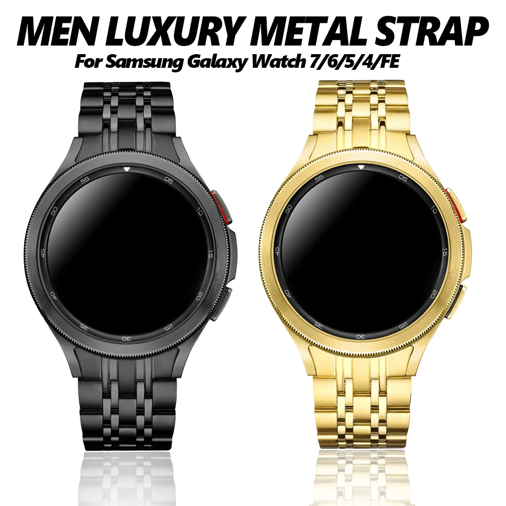 

Men Stainless Steel Strap For Samsung Galaxy Watch 6 Classic43 47mm Luxury No Gaps Bracelet For Galaxy7 6 5 40 44mm 5pro FE Band