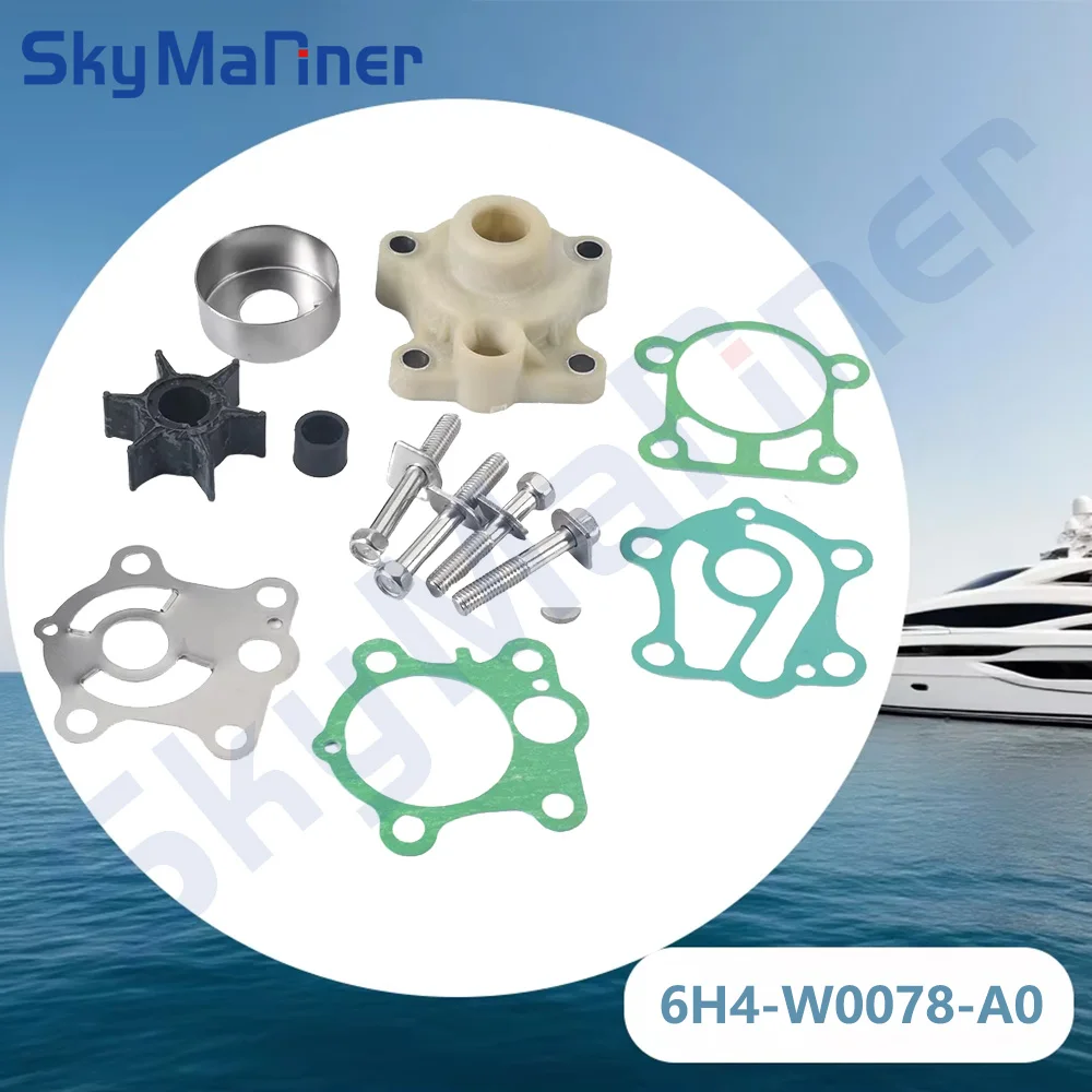 

18-3429 Water Pump Impeller Service Kit 6H4-W0078 6H4-W0078-A0 for Yamaha 2 Stroke 40hp 50hp Outboard 6H4-W0078-00