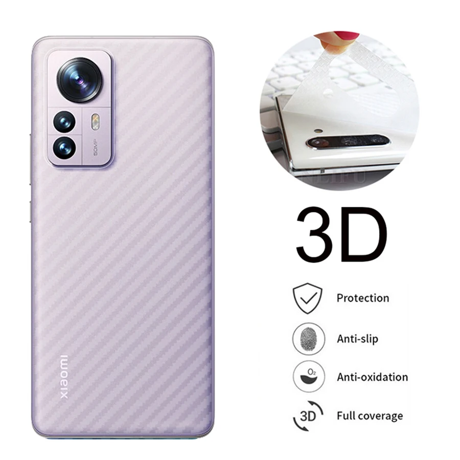 

5Pcs 3D Clear Carbon Fiber Screen Protector For Xiaomi Mi 12 11 10 Poco X3 10T Lite Back Protective Film Redmi Note 9s 8 10 Pro
