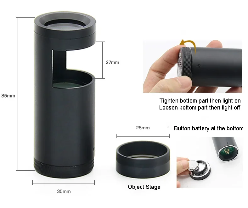 Handheld Gemology Instruments Jewelry/Gem Polariscope With Built In Long Life White LED Cold Light Source 30mm Diameter