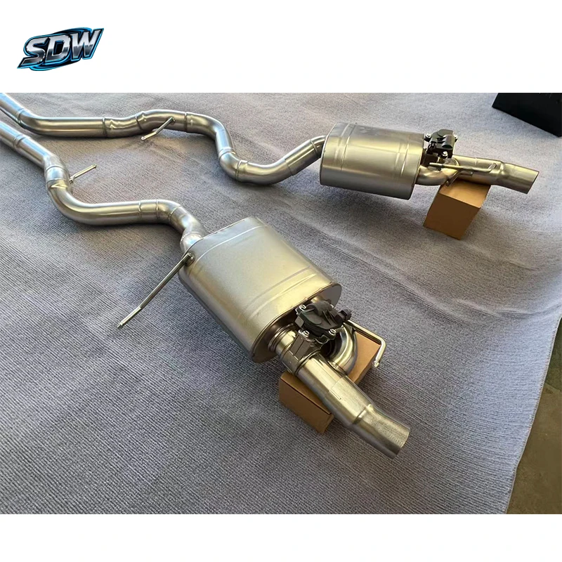 2006  335i Catback Exhaust System Front Mid Dual Tailpipe 2 M Sport Tips 2 AK 2-in-1 Split Tips Performance Upgrade