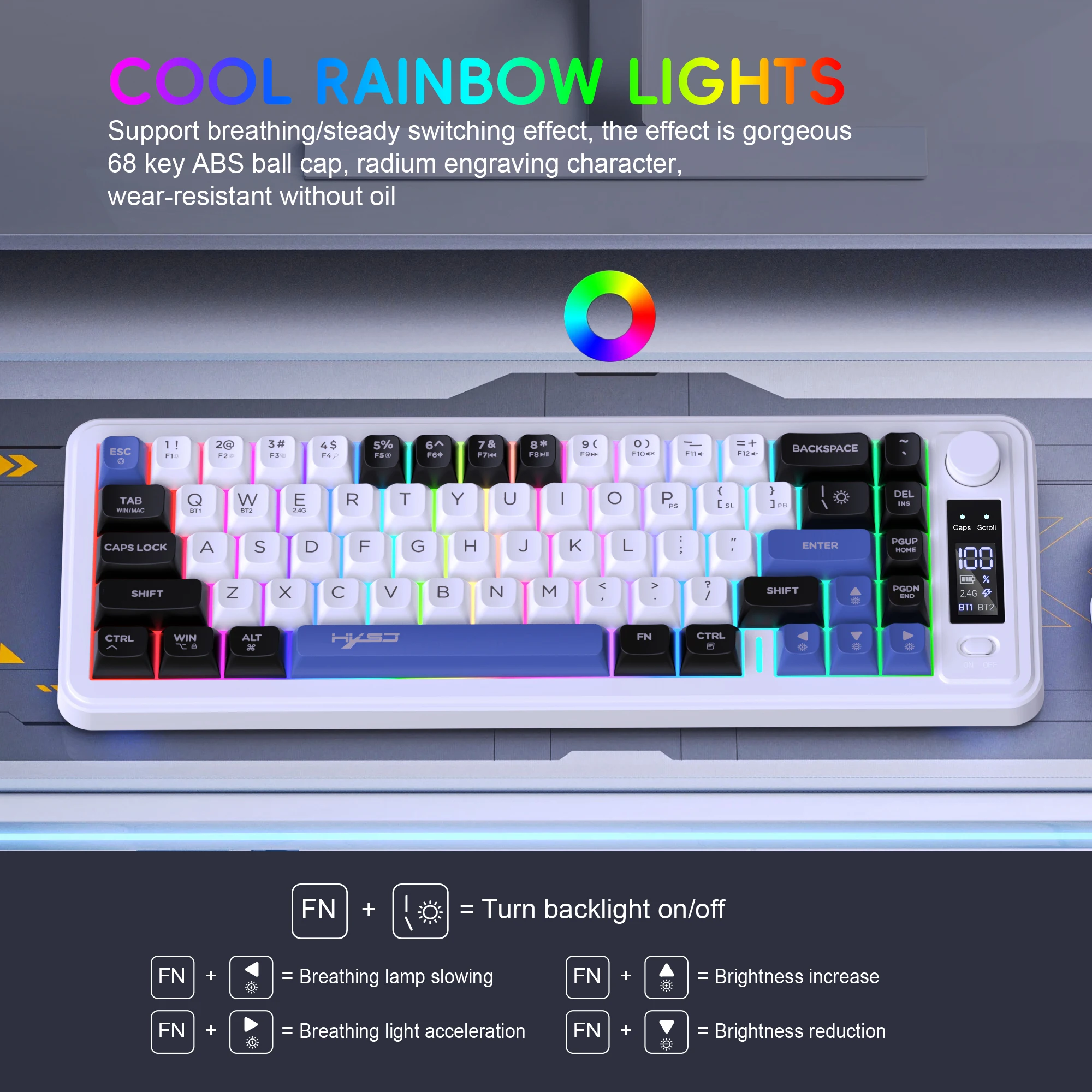 Teclado inalámbrico, perilla de volumen, teclado de modo dual compacto y portátil, perfecto para jugadores de PC/Mac y viajeros de negocios