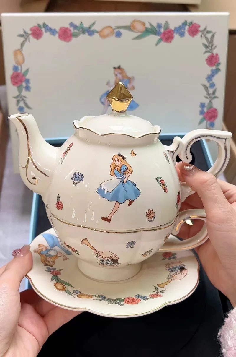 New Product Son Mother Pot - Alice and Rabbit Ceramic Coffee Cup and Saucer Set Teapot Advanced Sense Ins Wind Tracing Gold