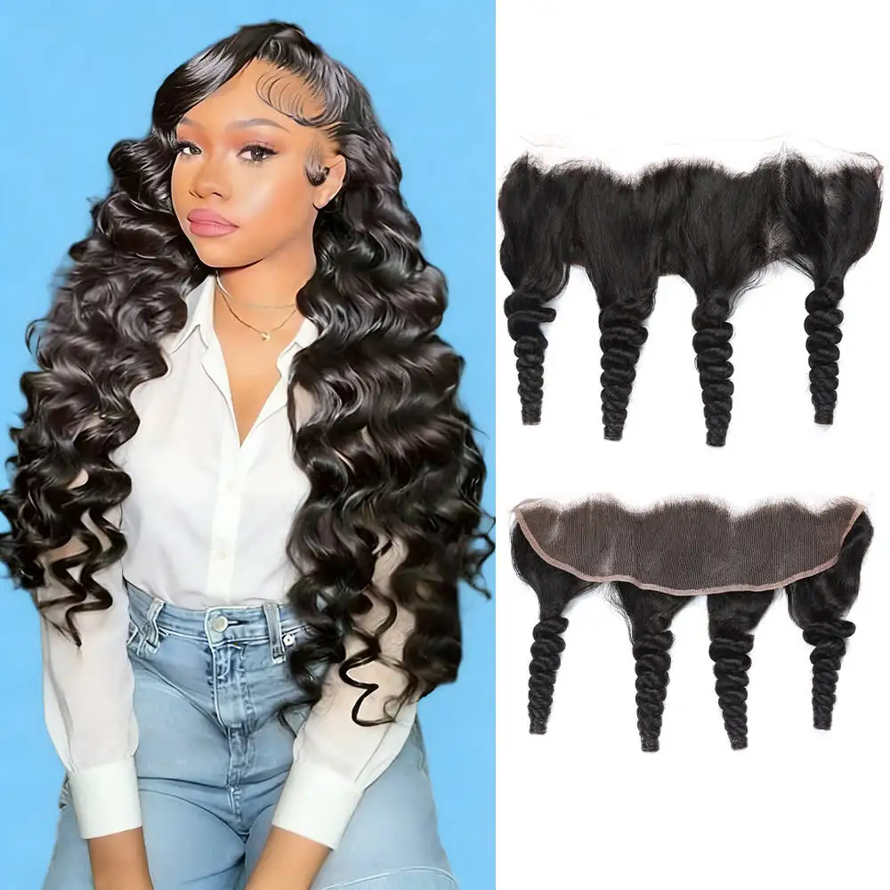 18A 13x4 HD Lace Frontal Human Hair Loose Wave Frontal Pre Plucked with Baby Hair Ear to Ear Transparent Lace 100% Human Hair