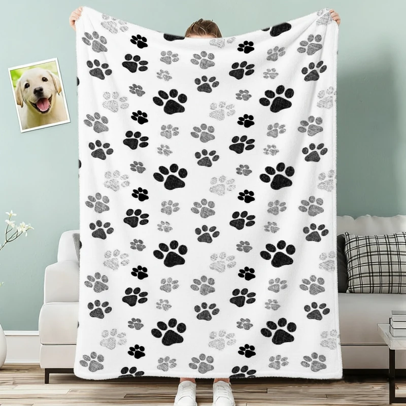Morandi Simple Dog Paw Bone Throw Blanket Guest Suite Porch Warm Blanket Sunroom Nook Living Room Lounge Bedroom Den Gifts