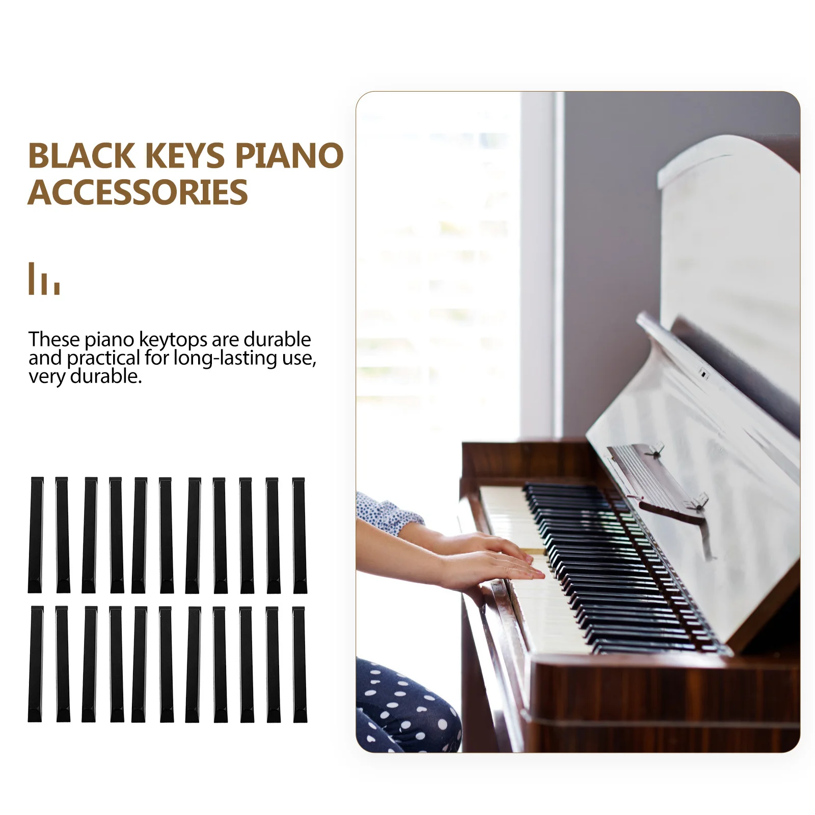 

36pcs Keytops Replacement For Piano Keys Black Keys Durable Instrument Parts Piano Accessories Keyboard Supplies