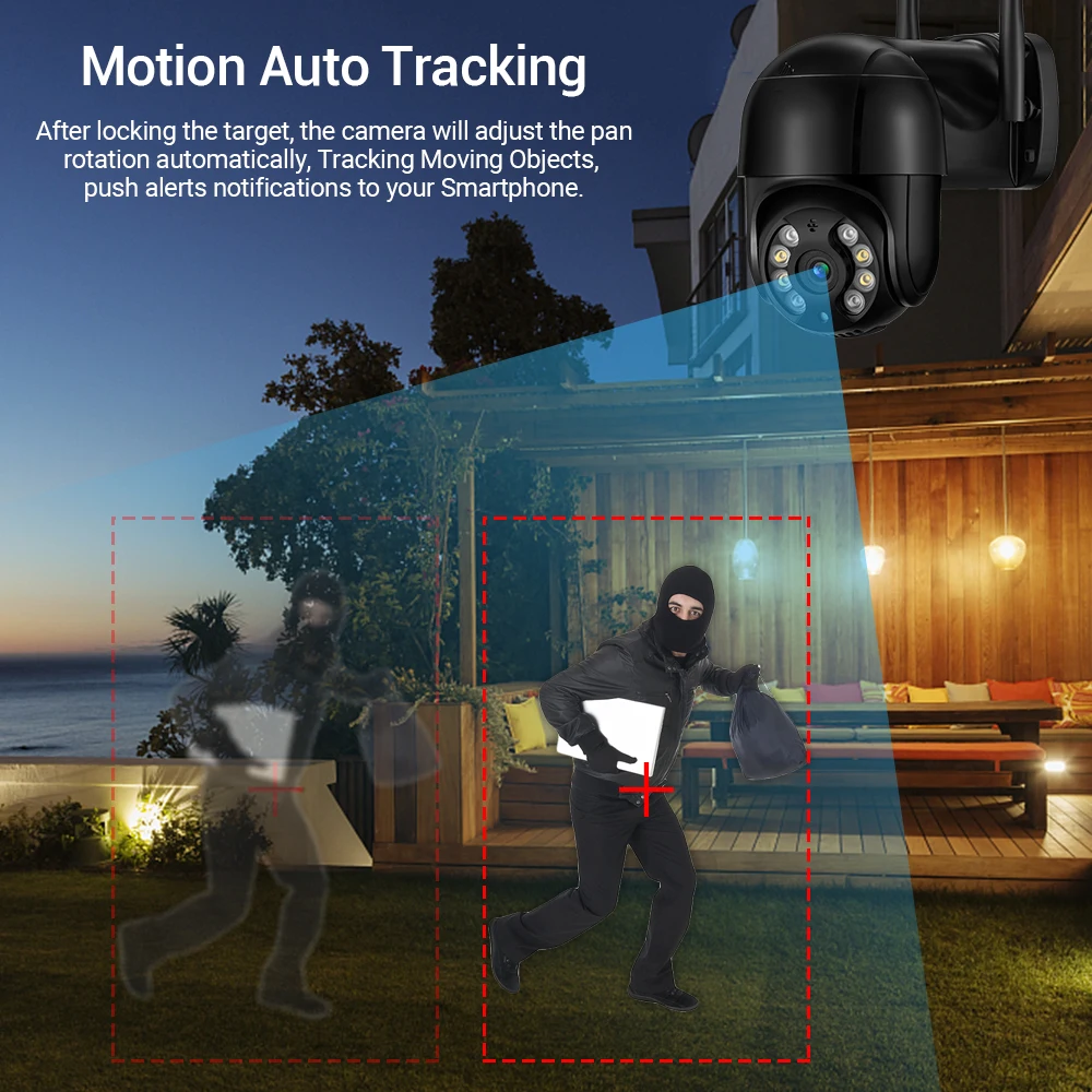 Câmera IP ONVIF com Detecção Humana AI, Visão Noturna, Colorido, Auto Tracking, 4K, 8MP, 5MP, 5MP, PTZ, WiFi, 5MP, 1080P, ICSEE