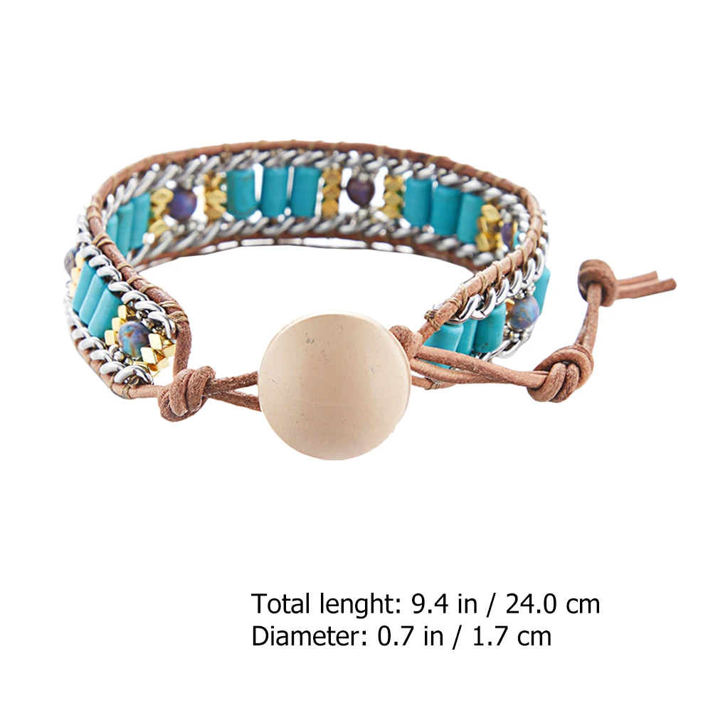

Turquoise Bracelet Ethnic Woven Shell Bangle Women Natural Stone Bride Stones Gift