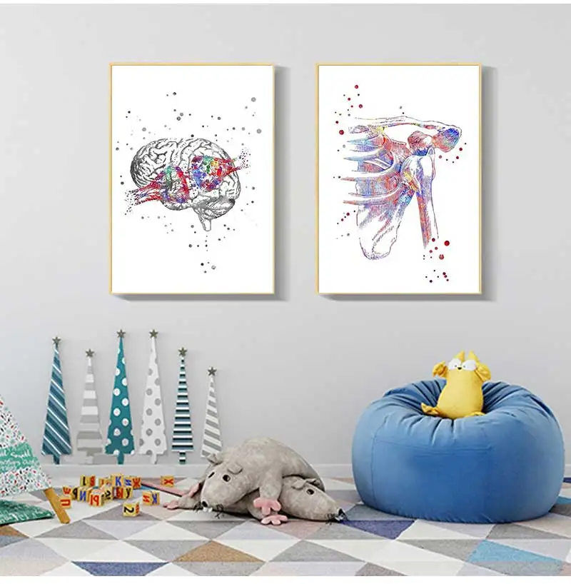 Human Anatomy Muscles System Wall Art Canvas Painting Posters And Prints Body Map Wall Pictures Medical Education Home Decor