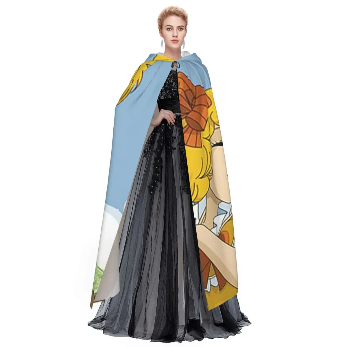 Candy Candy Anime Long Hooded Cloak Witch Medieval Costume Cosplay Cape HalloweenCoat Adult Unisex - view 3