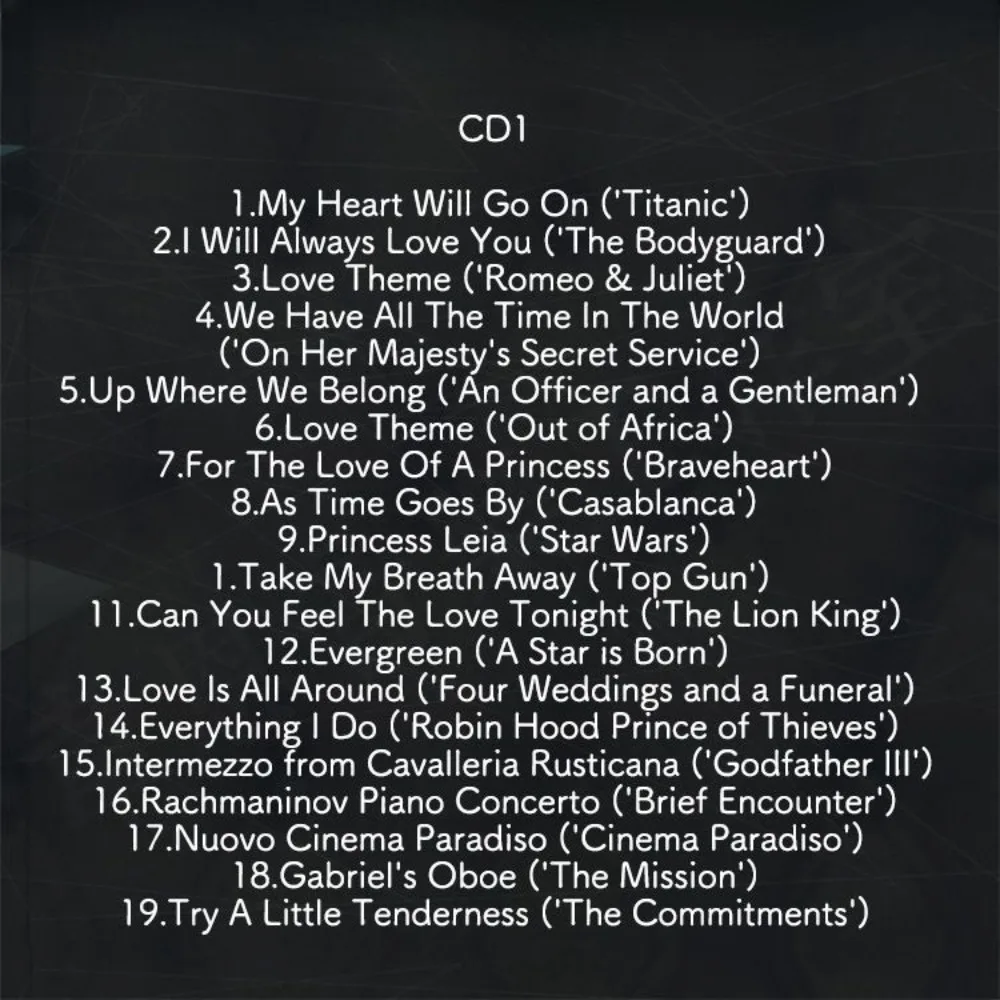 أغاني فيلم كلاسيكي لموضوع الحب 2CD - كبار السن الإنجليزية الغربية الخالدة - مثالية للاستماع والاسترخاء في السيارة