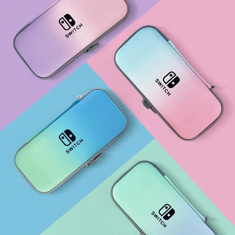 Bolsa de almacenamiento protectora para consola de juegos NS Switch, funda de Color degradado para Switch OLED con ranuras para tarjetas, bolso de viaje
