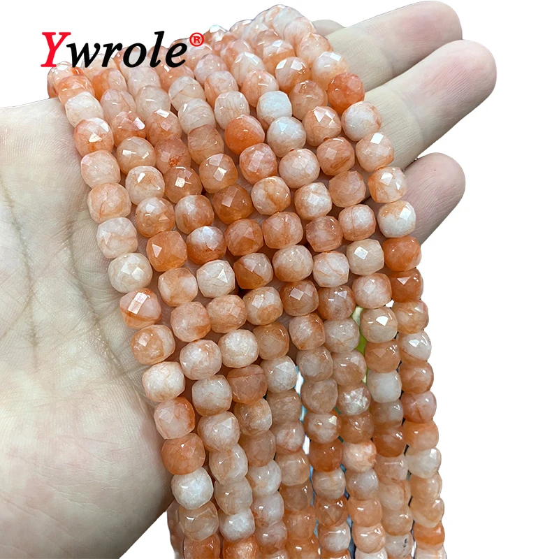 7x7MM Cube Natural Chalcedony Orange Stone Loose Square Spacer Beads for Jewelry Making Diy Bracelet Earrings Accessories