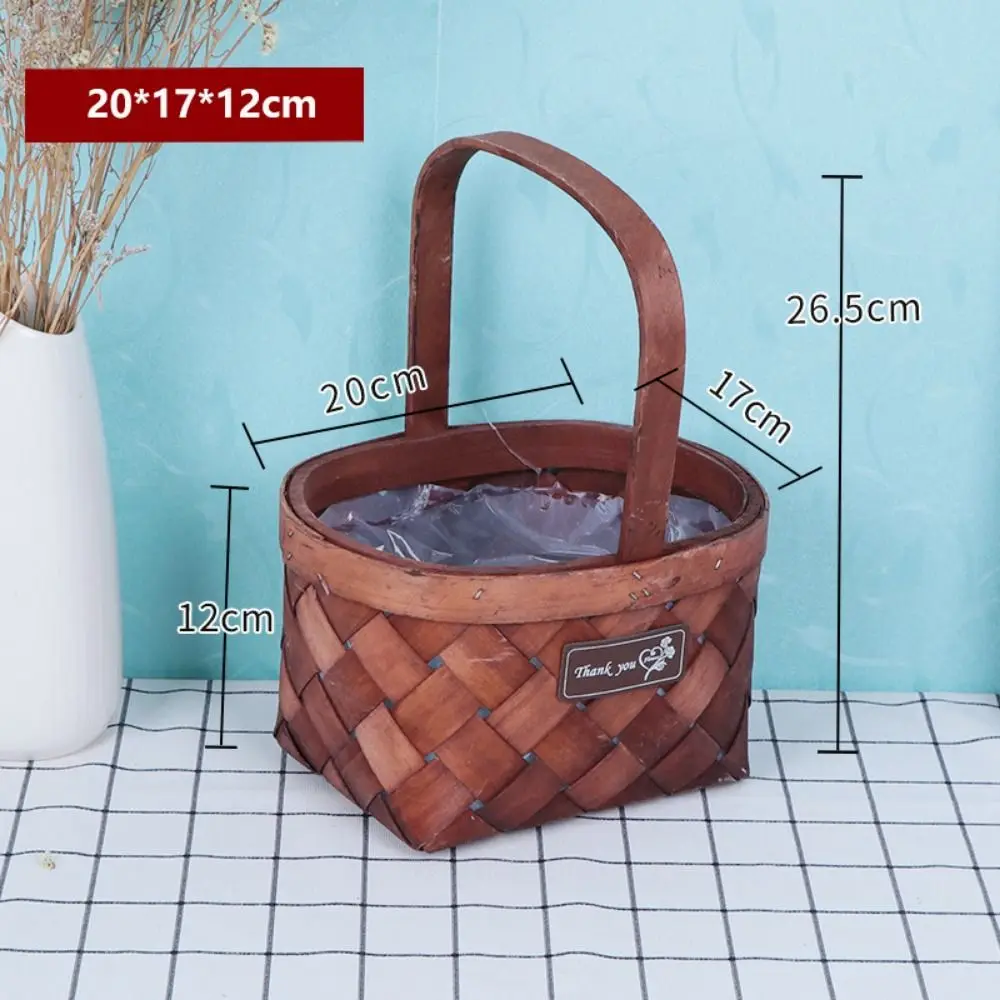 Handheld Wedding Candy Storage Basket Handmade with Handle Rattans Elegant Fruit Bread Organiser Craftsmanship Flower Pot