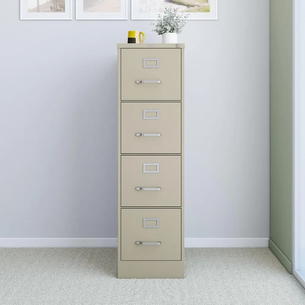 4-Drawer Vertical File Cabinet Letter Size Lockable Putty Office Storage