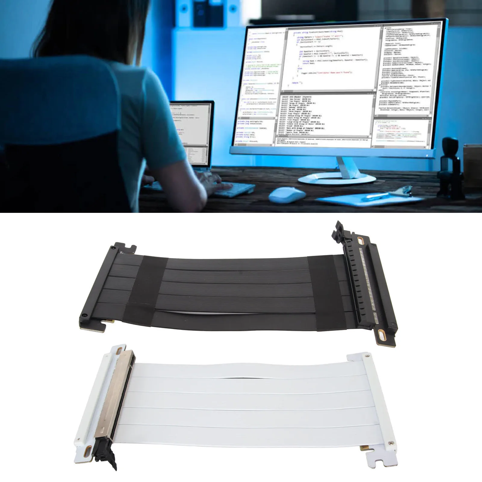 PCIE 4.0X16 موسع الناهض كابل مرن عالي السرعة 180 درجة مزدوج الوجهين GPU تمديد كابل ل RX 7600 ل RX 7900 XT #2