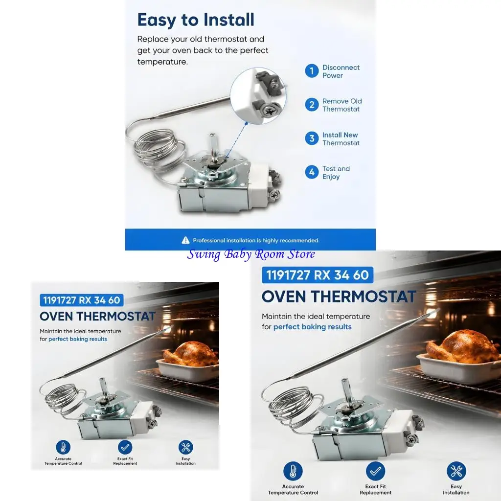 K1AD Commercial Grade Oven Temperature Control Replacement Part Silver Finish 18x8x8cm Measurement