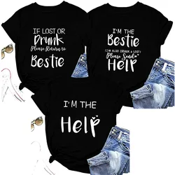 If Lost or Drunk Please Return To Bestie Womens Funny Graphic Tee Casual Short-Sleeved Best Friends T Shirts