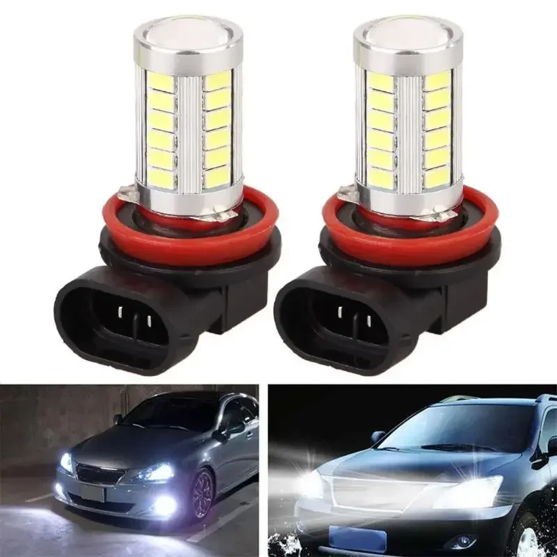 

2PCS H8 H11 LED Fog Light Bulb 12V 6.6W 5730 33SMD Tail Lamp Car Light Parking 12V Auto 6000K White